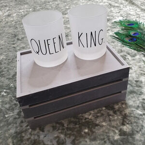 Rae Dunn by Enchanté King & Queen Frost Glass Set